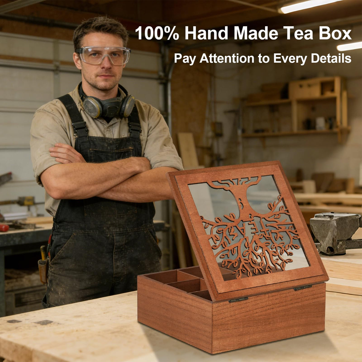 Handrong decorative tea storage organizer box enhances kitchen decor while organizing bags.