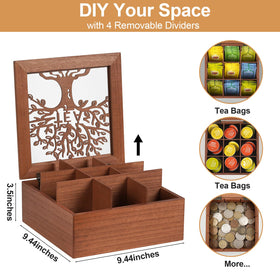 Handrong large capacity tea box organizer keeps many tea bags neatly within reach.