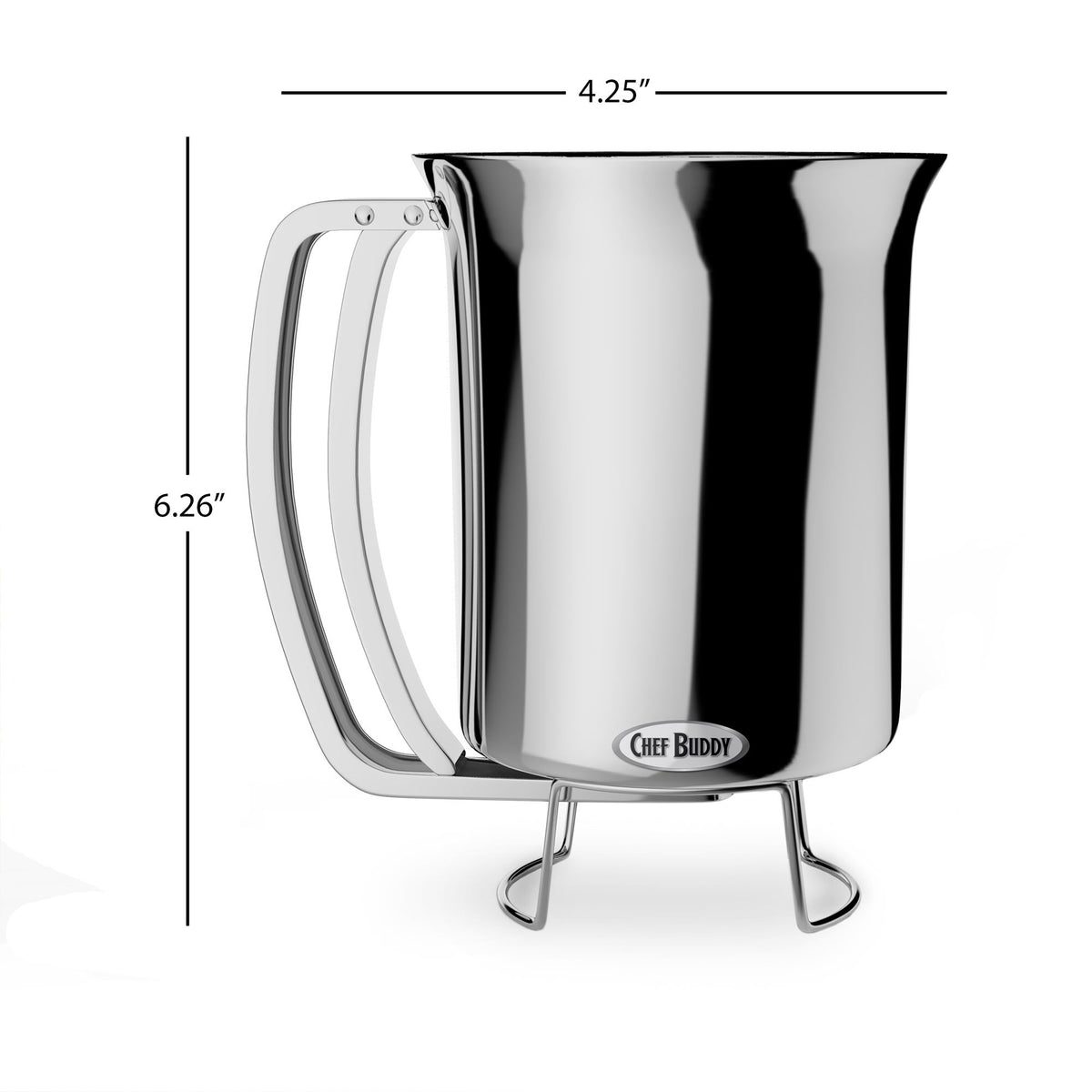 Handy Gourmet batter dispenser wide-mouth opening simplifies filling batter.