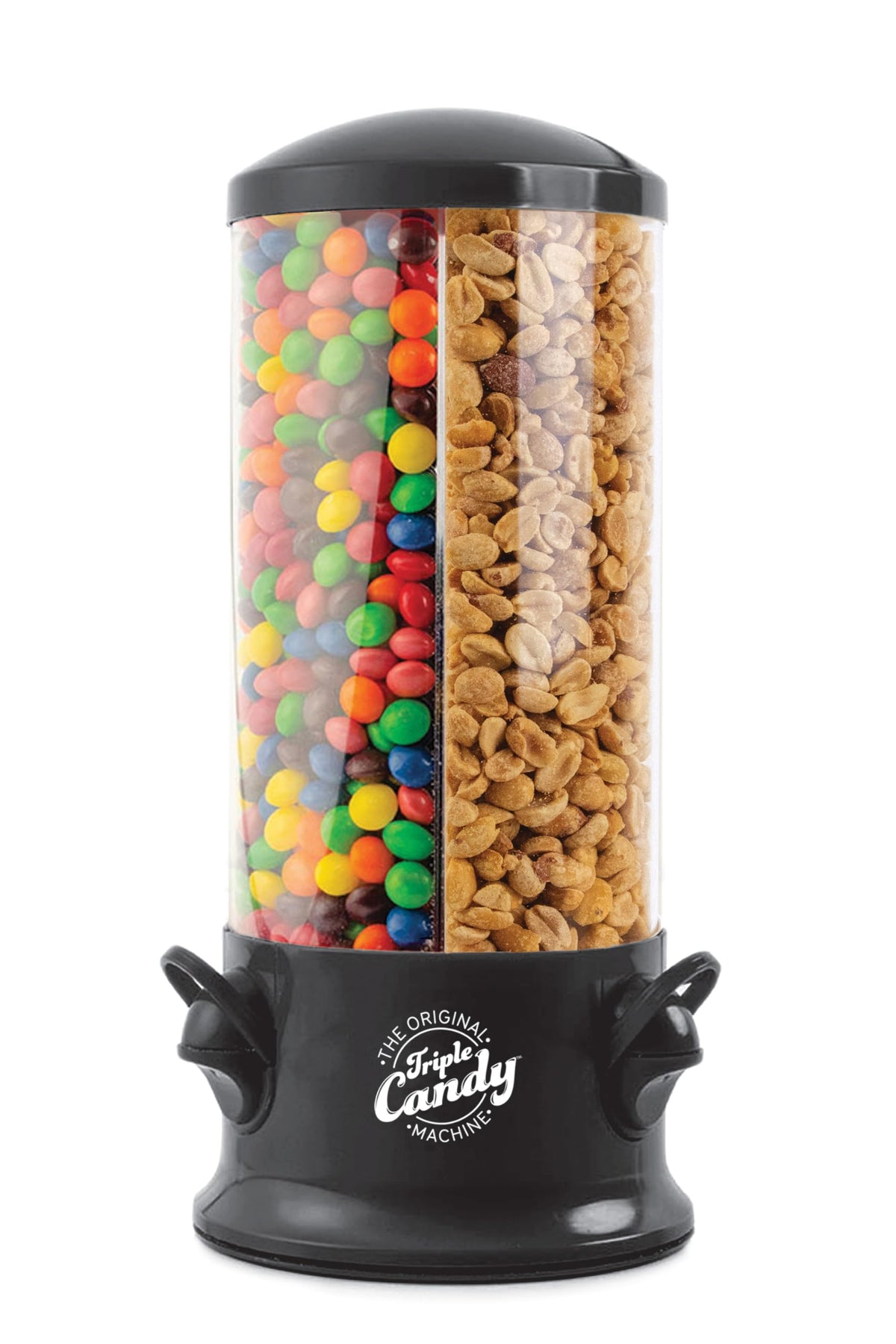 Handy Gourmet triple candy machine with 3 compartments for snack variety at gatherings.
