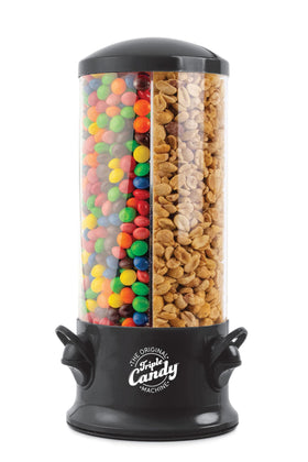 Handy Gourmet triple candy machine with 3 compartments for snack variety at gatherings.