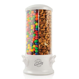 Handy Gourmet triple candy machine front view in pearl white for versatile snacks.