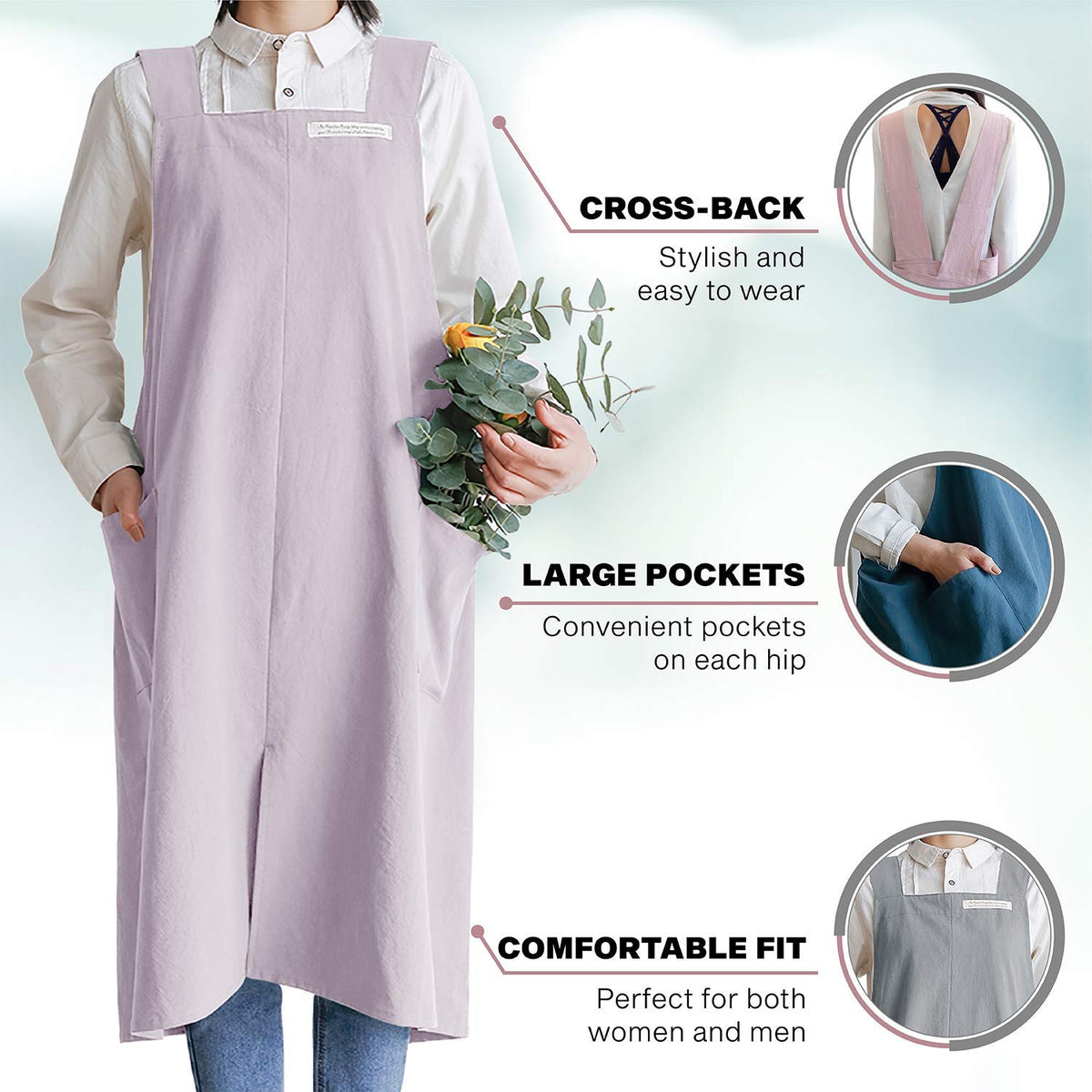 HANEE unisex fit cotton apron deep teal suitable for all body types