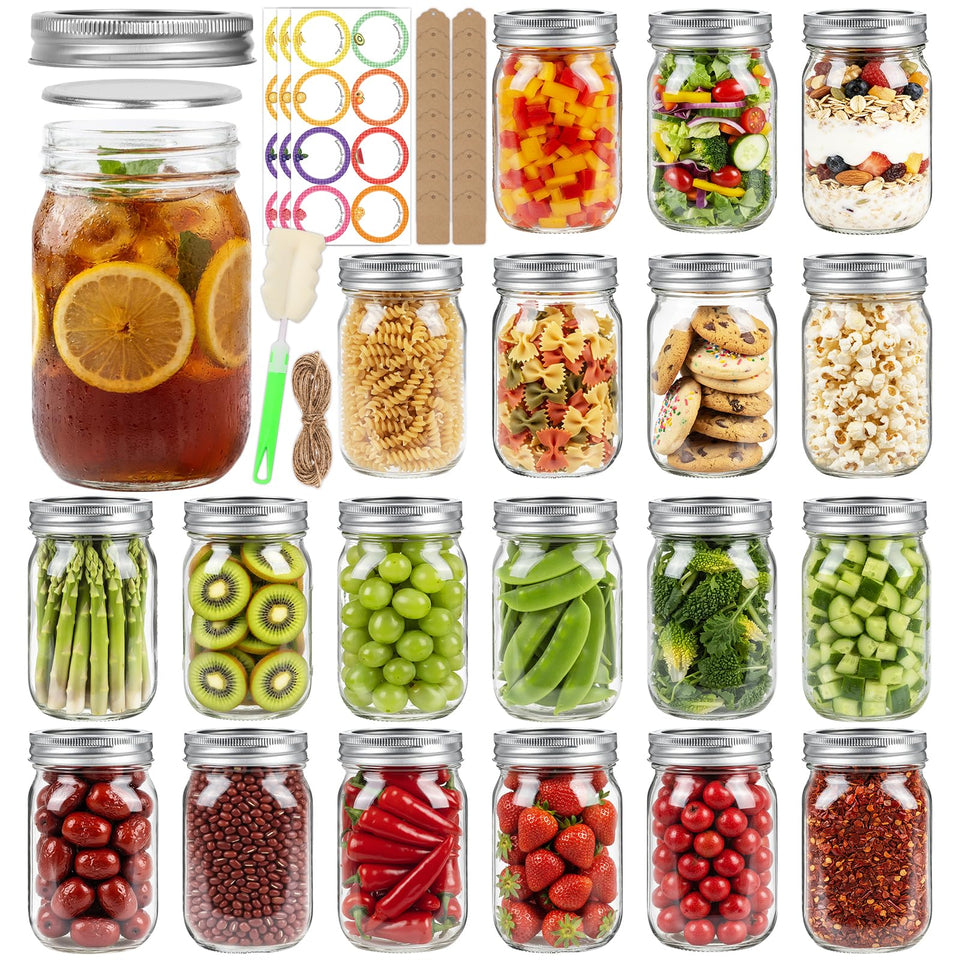 Haneye 12 oz mason jar with lids for durable storage