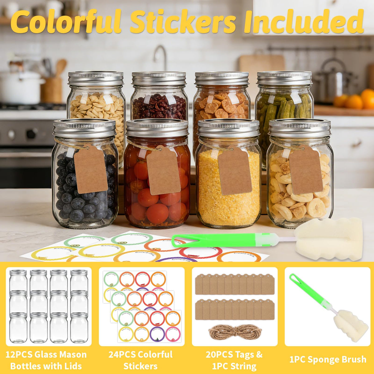 Haneye included labels tags string and brush for organization