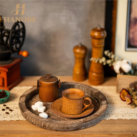 Hanobe bathroom vanity tray for organizing essentials with natural warmth.