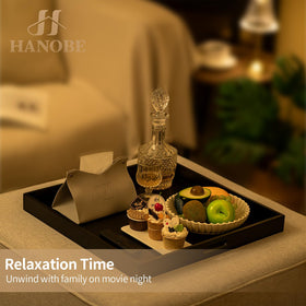 Hanobe tray 2 inch high sides to prevent spills on any surface.