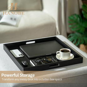 Hanobe tray on a coffee table for stylish display and serving.