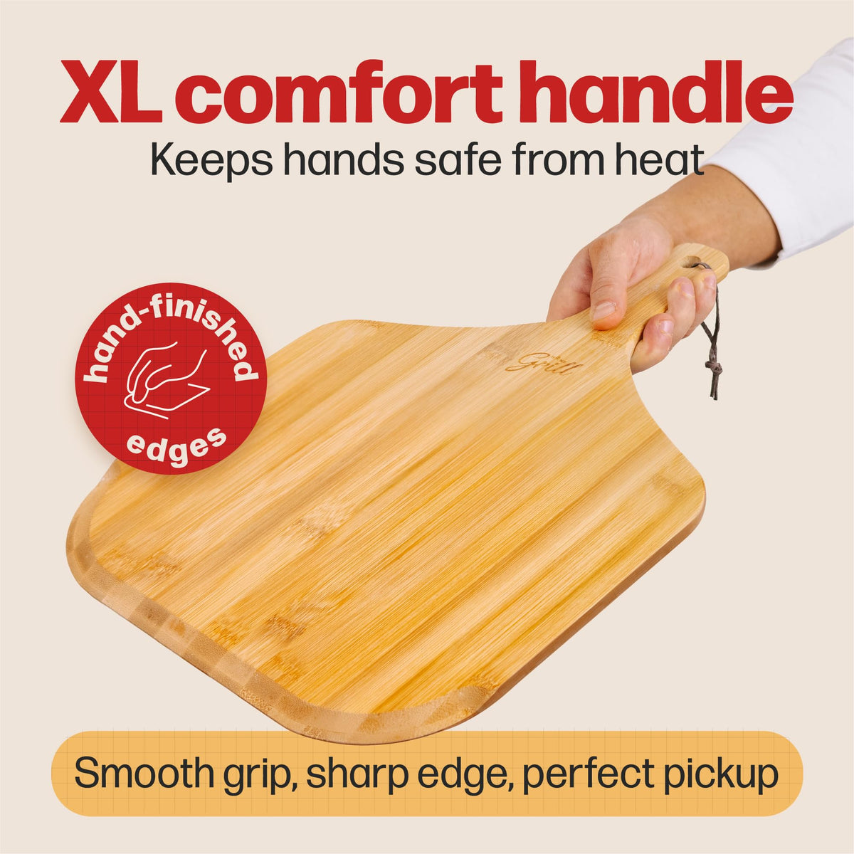 Hans Grill natural bamboo surface resists odors for repeated kitchen use.