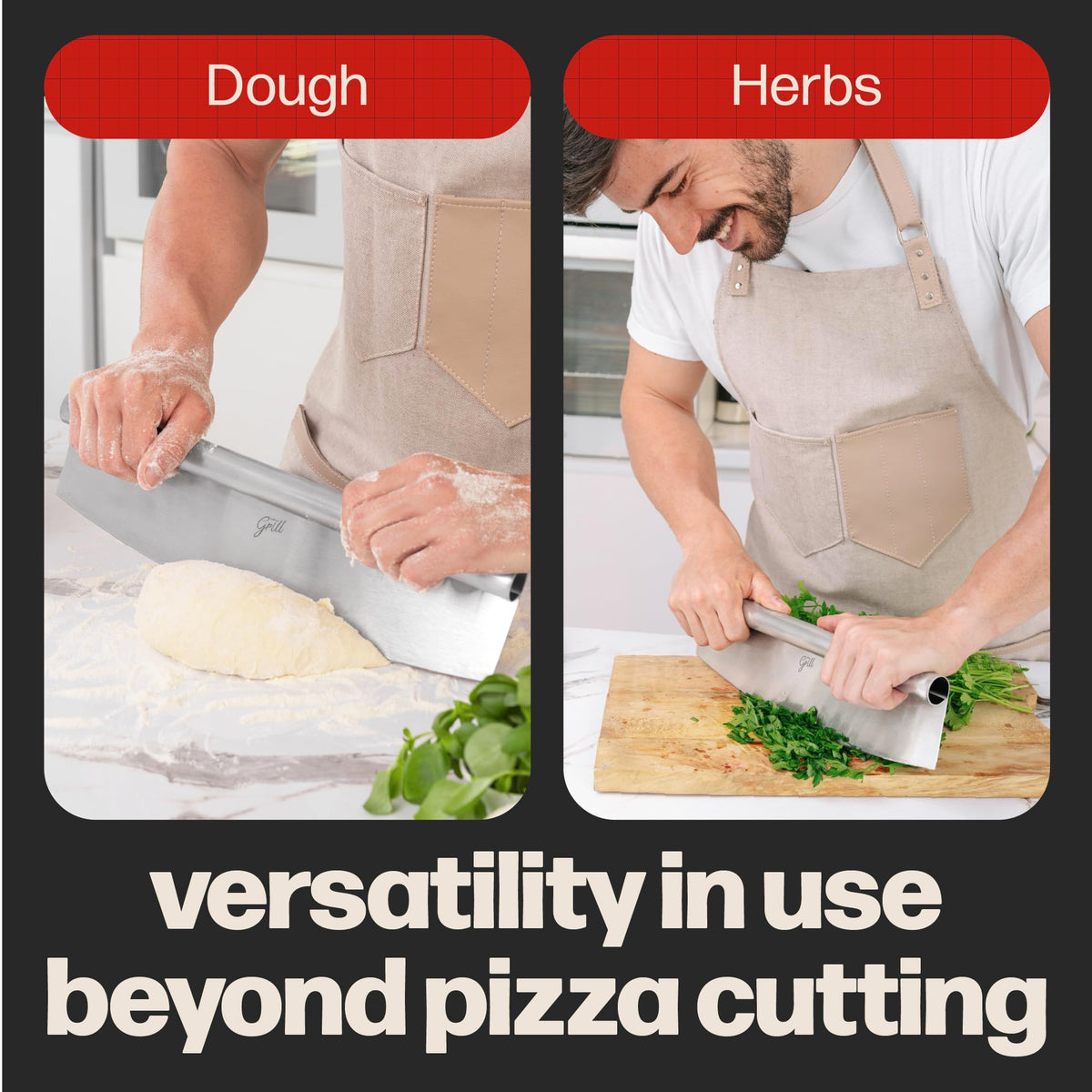 Hans Grill safety cover on the pizza rocker blade for safe storage.