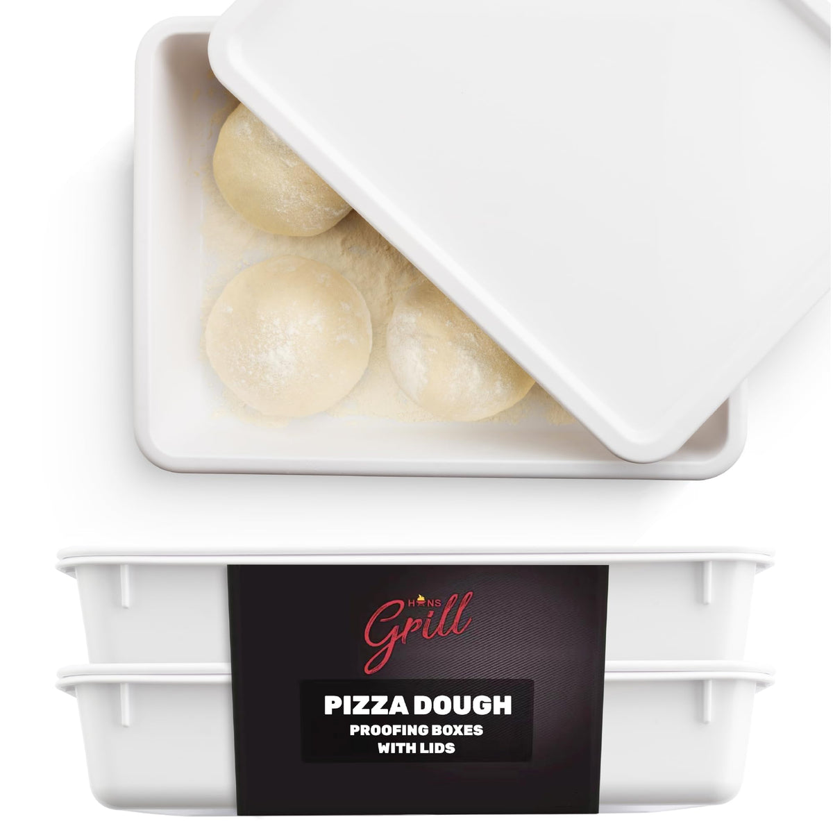 Hans Grill pizza dough proofing box with two stackable trays ideal for organized dough prep