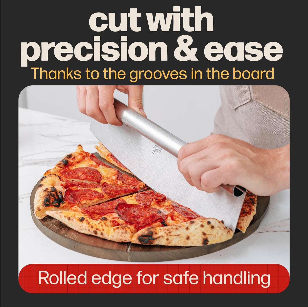 Hans Grill pizza slice plating on board, ideal for sharing