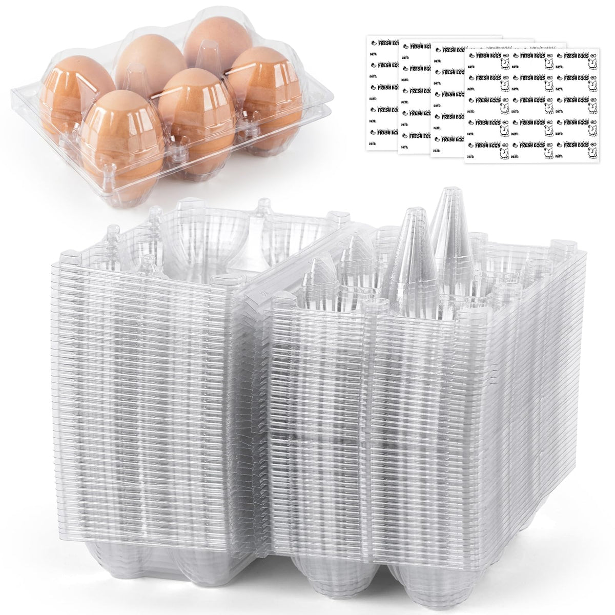HANSGO clear 6-count egg carton for easy freshness inspection