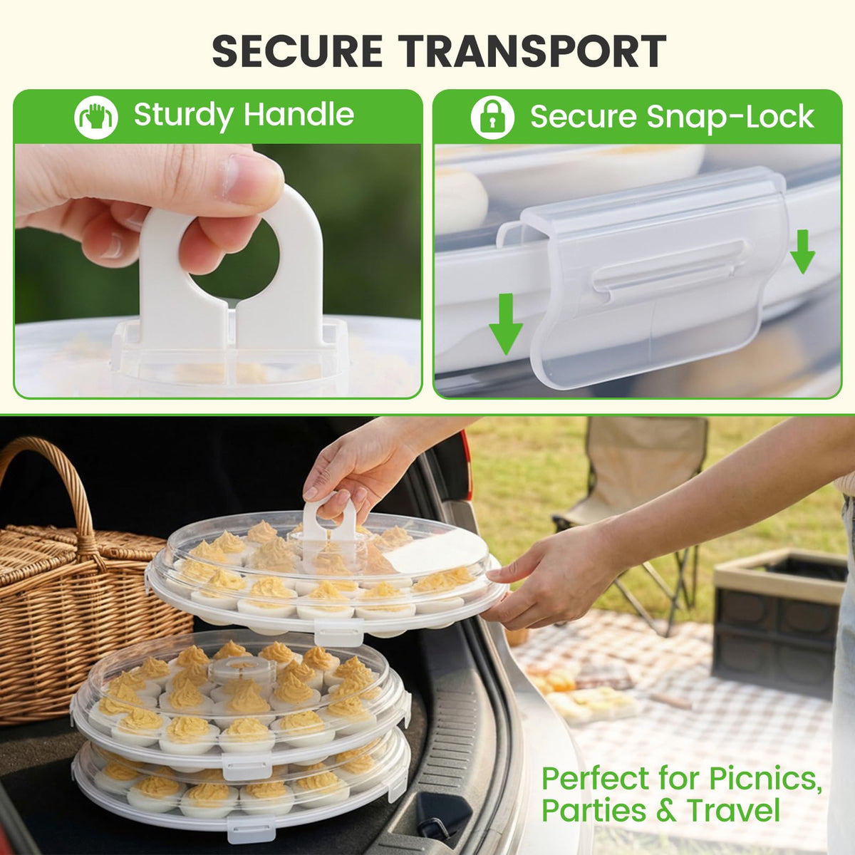 HANSGO stackable egg carriers keep fridge organized for big events