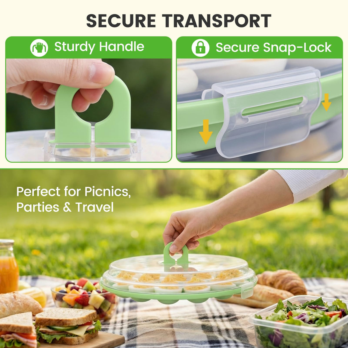 HANSGO container features secure snaps and a sturdy handle for effortless transport.