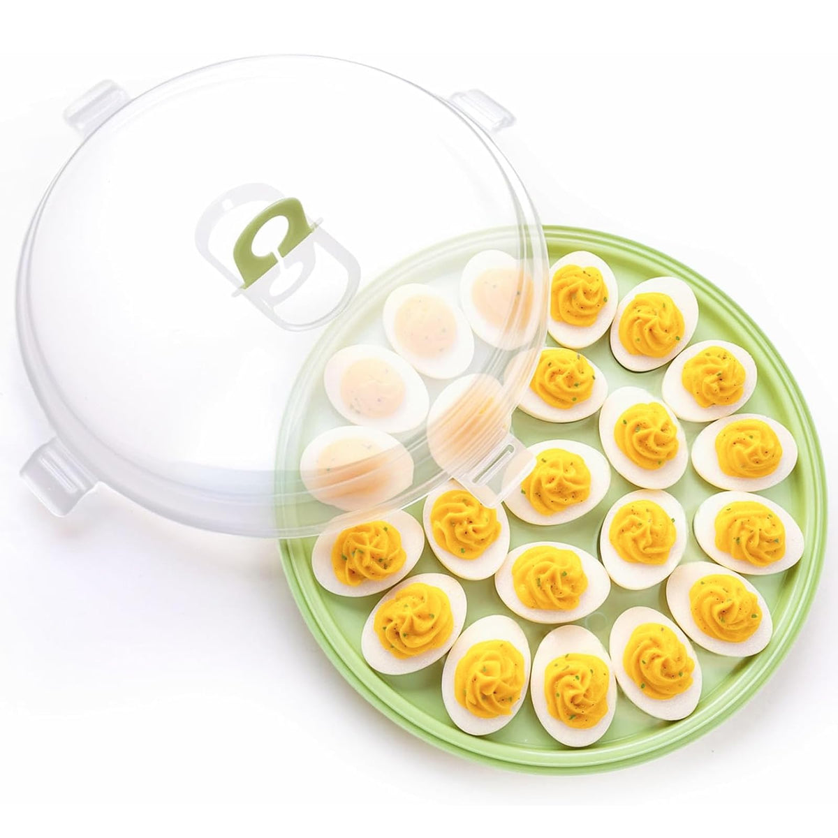 HANSGO deviled egg container with 22 slots keeps eggs neatly organized for gatherings.