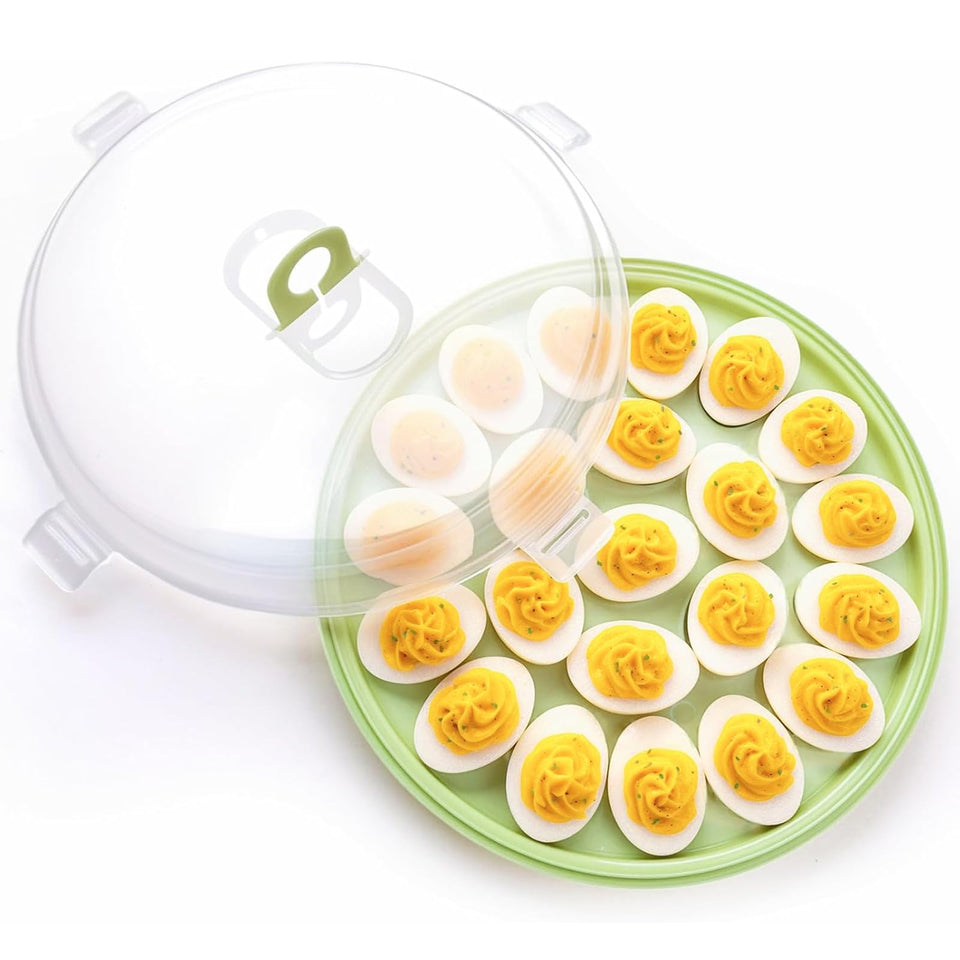 HANSGO deviled egg container with 22 slots keeps eggs neatly organized for gatherings.