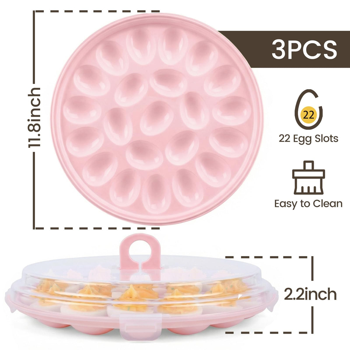 HANSGO pink egg carrier lid doubles as serving base for clutter-free setups.