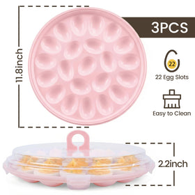 HANSGO pink egg carrier lid doubles as serving base for clutter-free setups.