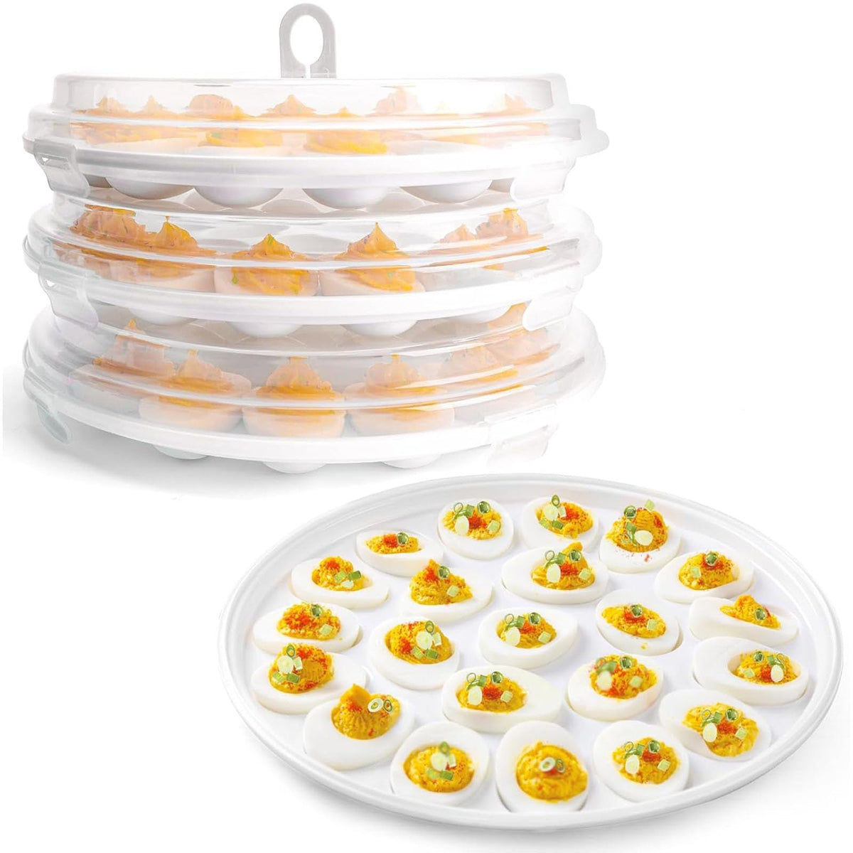 HANSGO deviled egg containers with lid and handle for secure transport