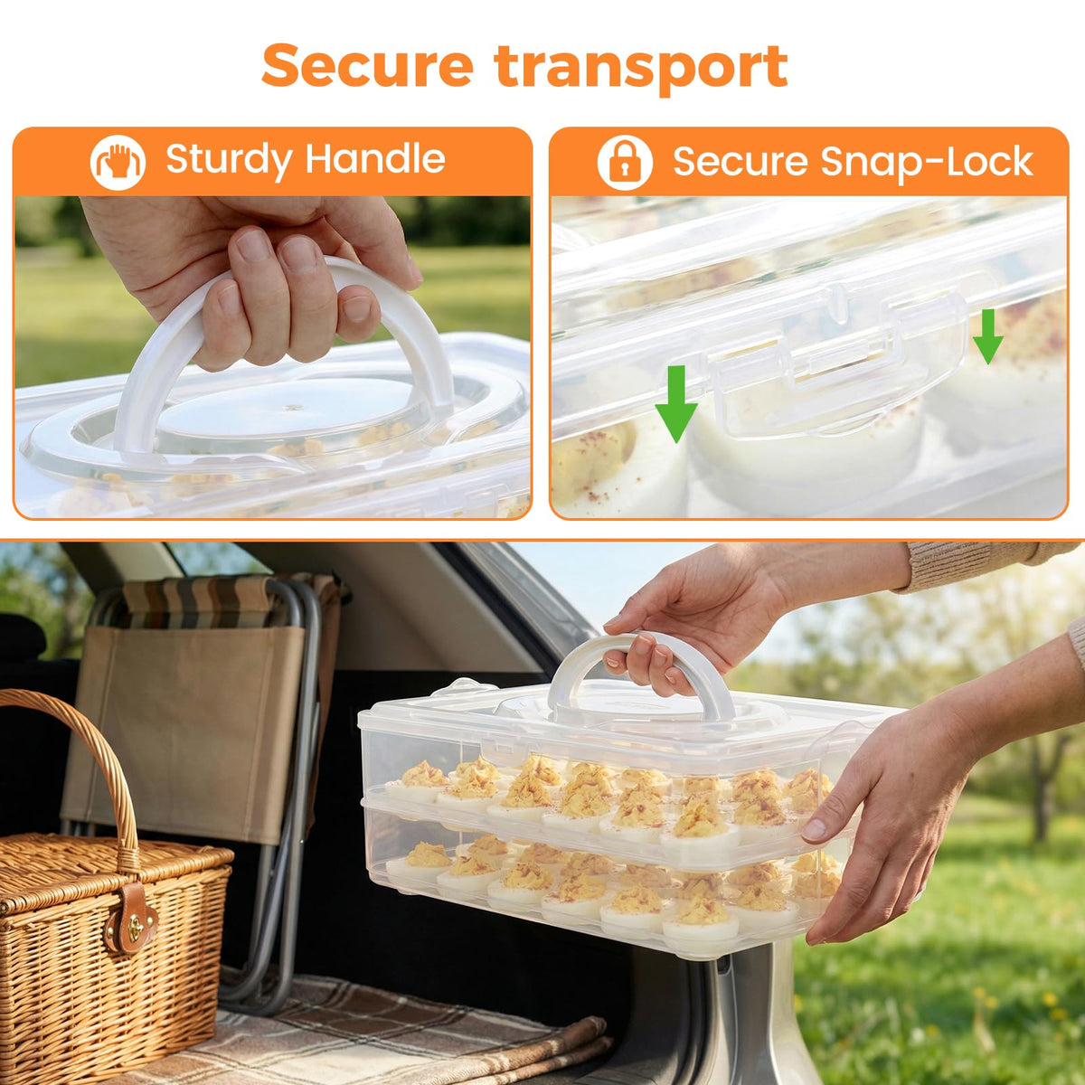 HANSGO secure handle and snap locks keep the lid sealed during transport.