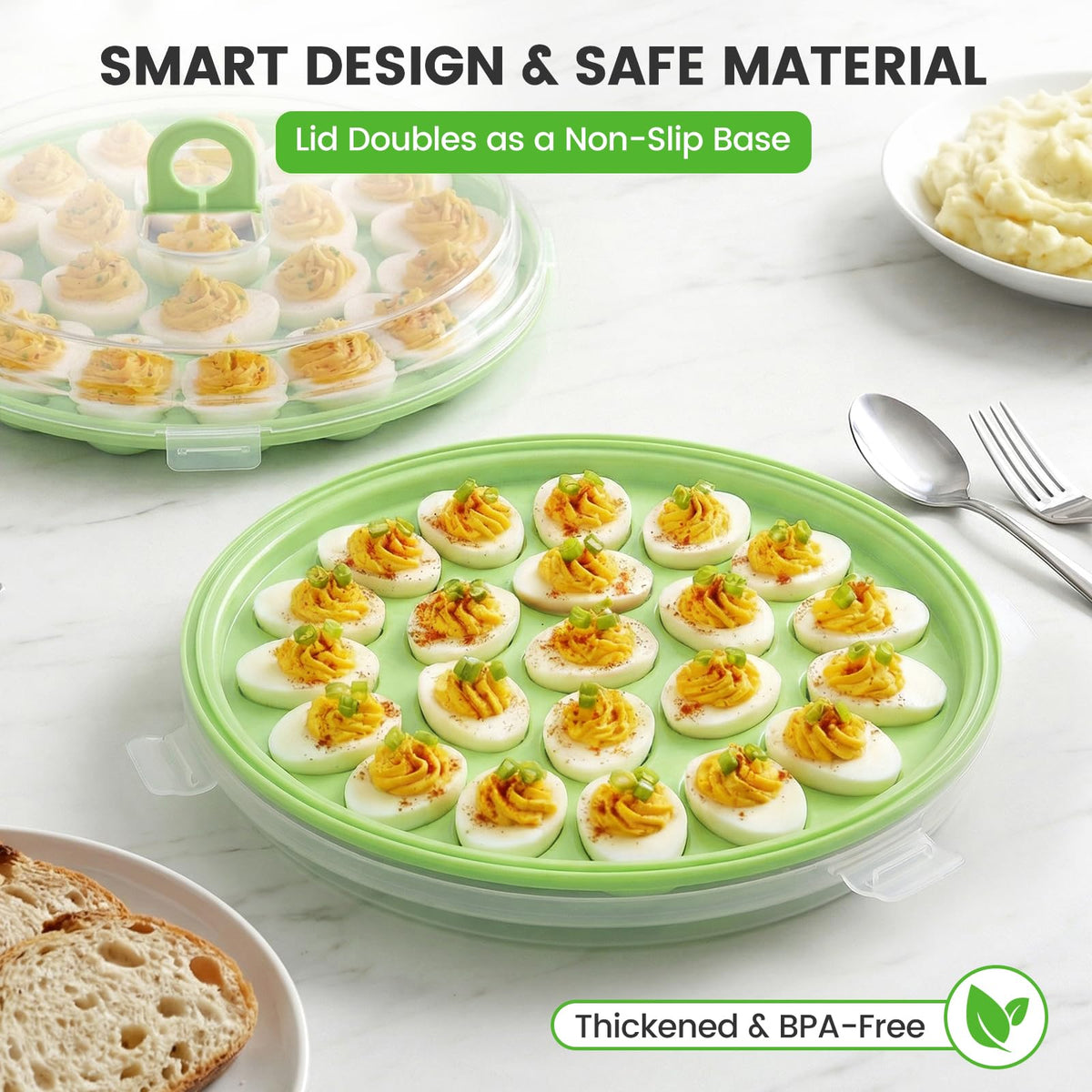 HANSGO flat-top lid protects appetizers and stacks neatly in the fridge.