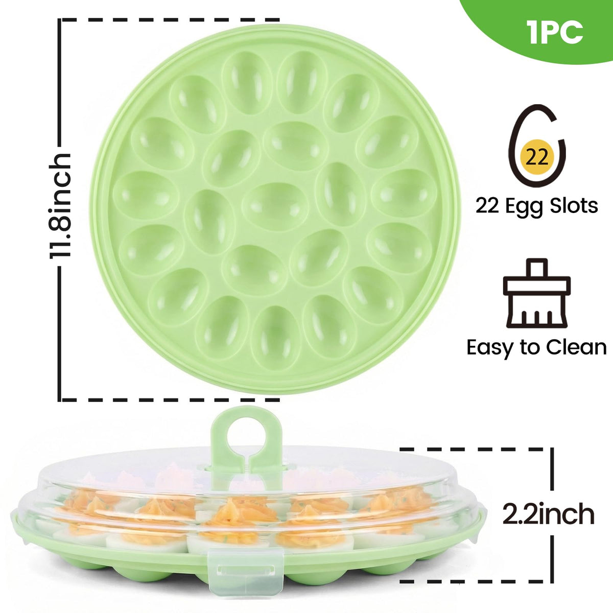 HANSGO deviled egg carrier with lid-reversible doubles as a handy base for easy serving.