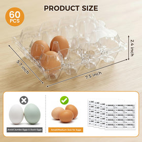 HANSGO clear lid egg cartons with date label area for freshness tracking