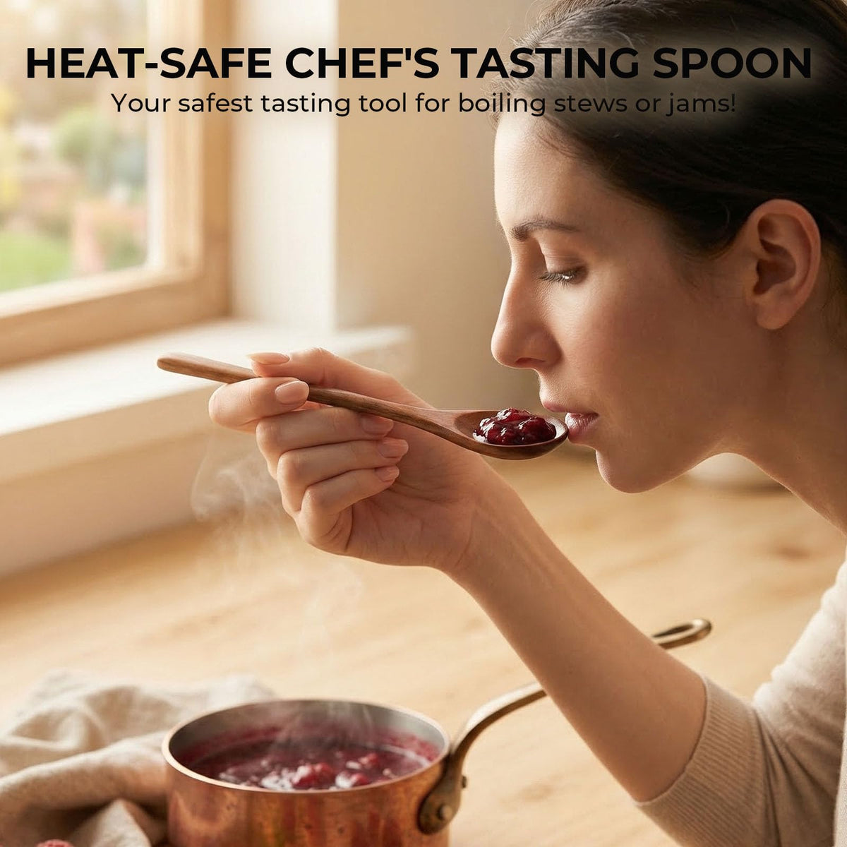 HANSGO heat-safe tasting spoon ideal for hot sauces and stews