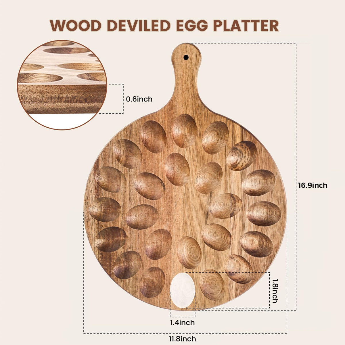 HANSGO wooden round charcuterie surface ideal for cheeses and fruits