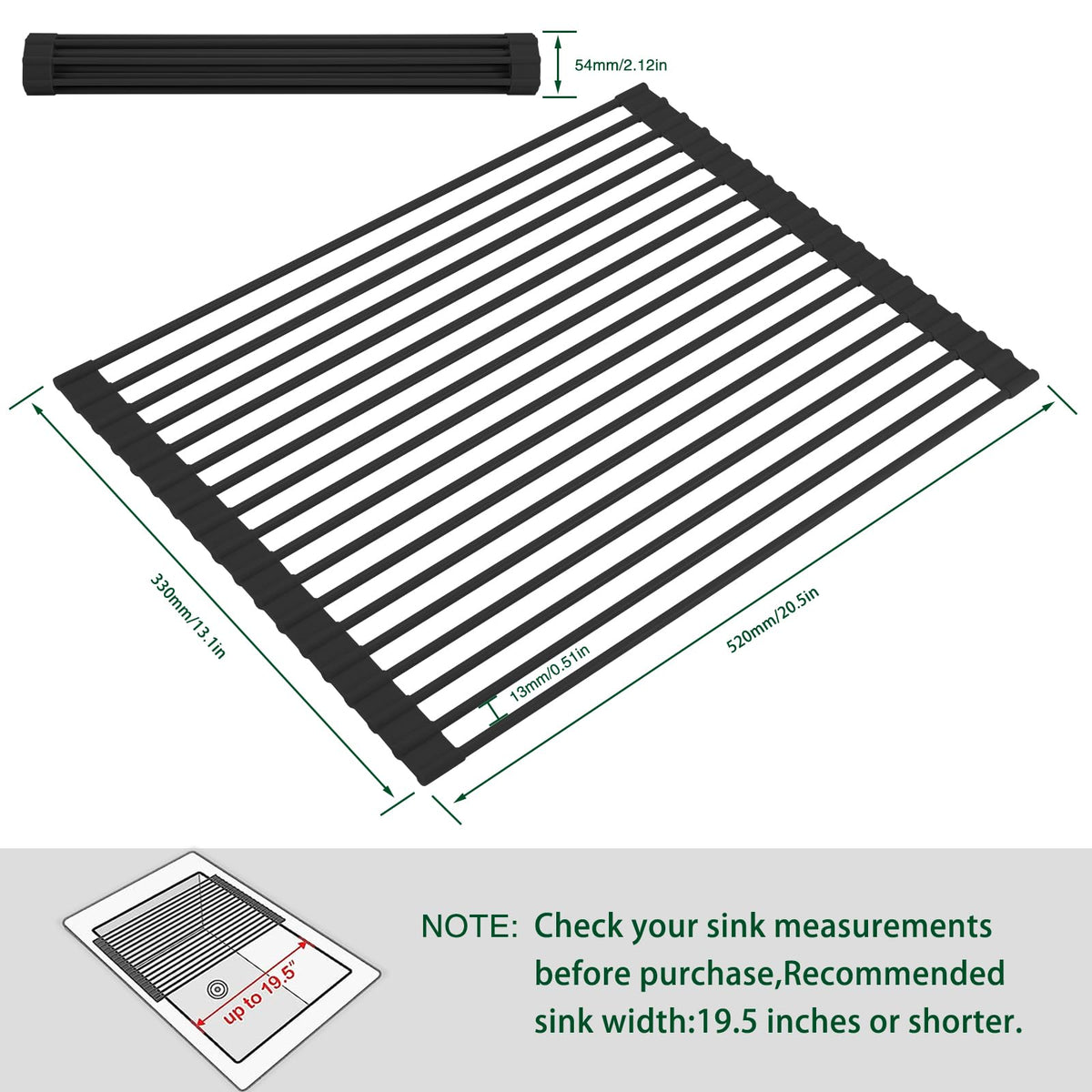 HANZENMA roll-up dish drying rack folded for compact storage after use.