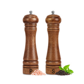 Haomacro oak wooden grinder set with natural grain for elegant seasoning.