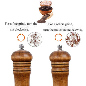 Two Haomacro grinders on a kitchen counter showing natural wood frames.