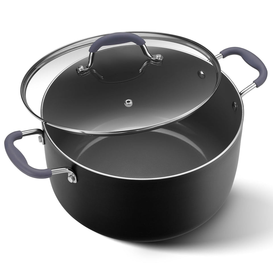 HAONEYS 10-quart stock pot with lid ideal for family meals and batch cooking.