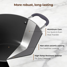 HAONEYS cool-touch silicone handles stay safe when lifting hot meals.