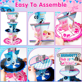 Haooryx pink bow-pattern stand creates a charming dessert focal point.