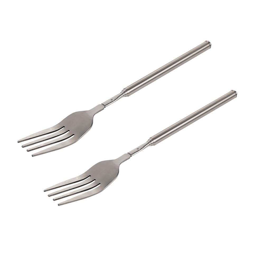 Haosie Extendable Fork at BBQ demonstrating extended reach for safer grilling