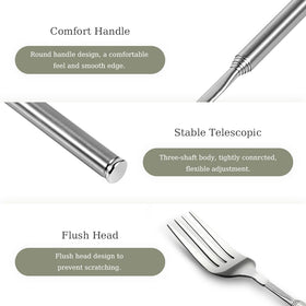 Haosie Extendable Fork outdoors during picnic for easy serving of fruit