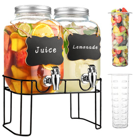 Haotao 1 gallon glass dispenser with stand for easy outdoor serving