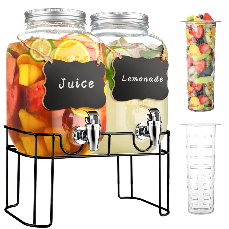 Haotao 1 gallon glass dispenser with stand for easy outdoor serving