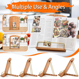 Haotao adjustable-angles wood stand supports tablet and cookbook reading