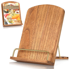 Haotao cookbook stand in natural wood for easy recipe viewing on the counter