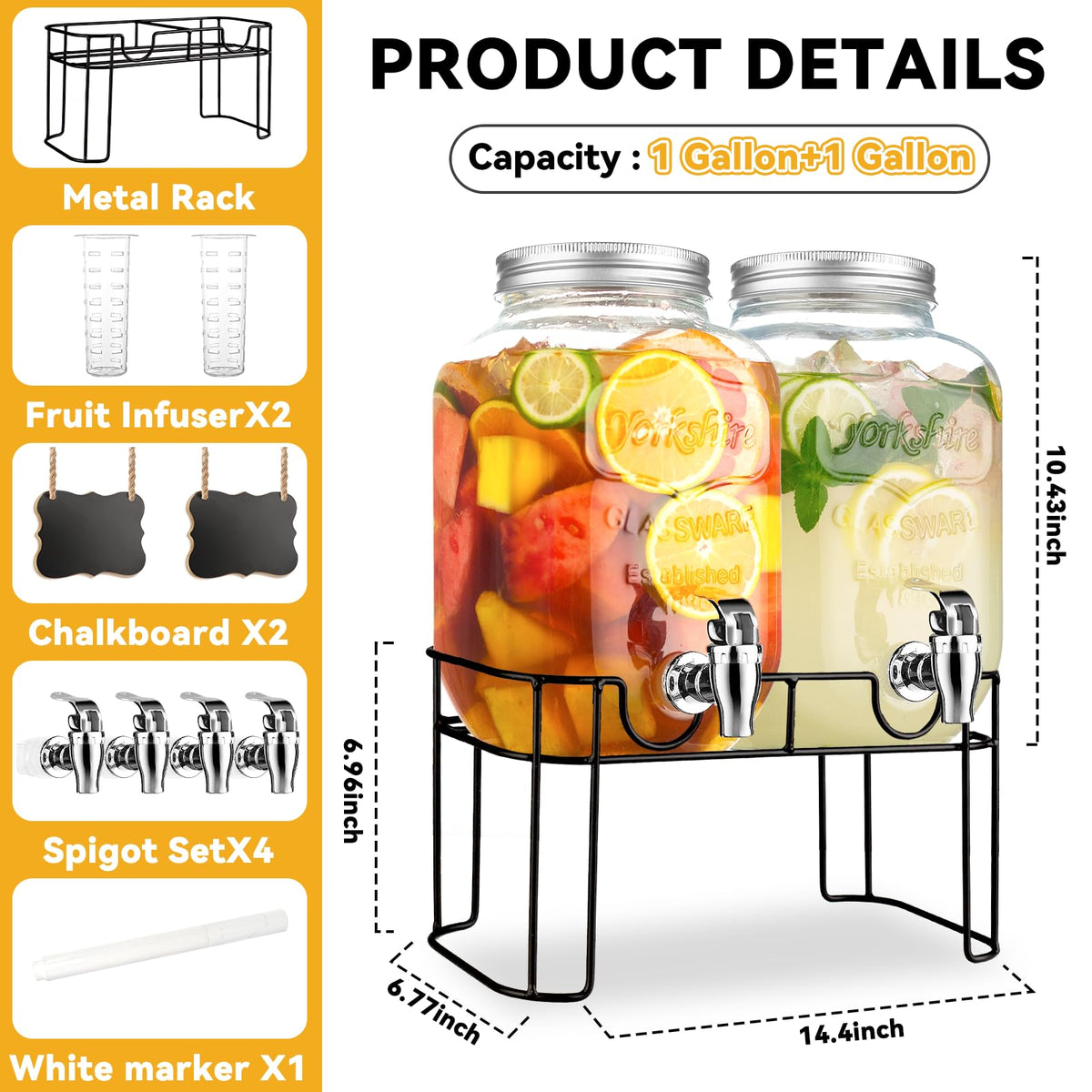 Haotao glass dispenser with chalkboard sign for labeling beverages