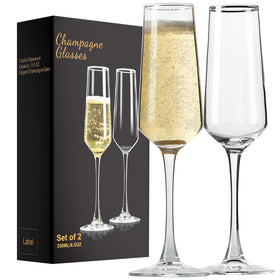 Haoxishui 8.5 oz champagne glasses set with hand-blown clarity for elegant entertaining.