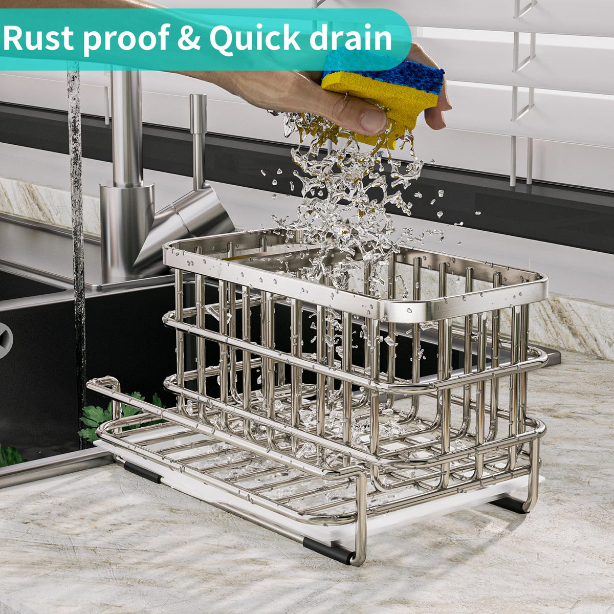 Polished SUS304 stainless steel finish adds sleek durable storage.