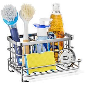 HapiRm sink caddy with three compartments keeps sponges and bottles organized.