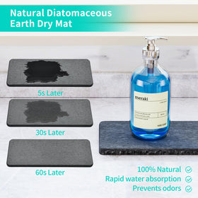 HapiRm diatomaceous earth mat dries water quickly, keeping surfaces drier