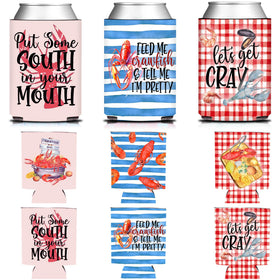 HAPPARTY crawfish can sleeve style-2 wrapped around a beer, festival vibes