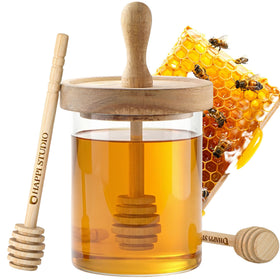 HAPPI STUDIO airtight honey pot with borosilicate glass preserves freshness.