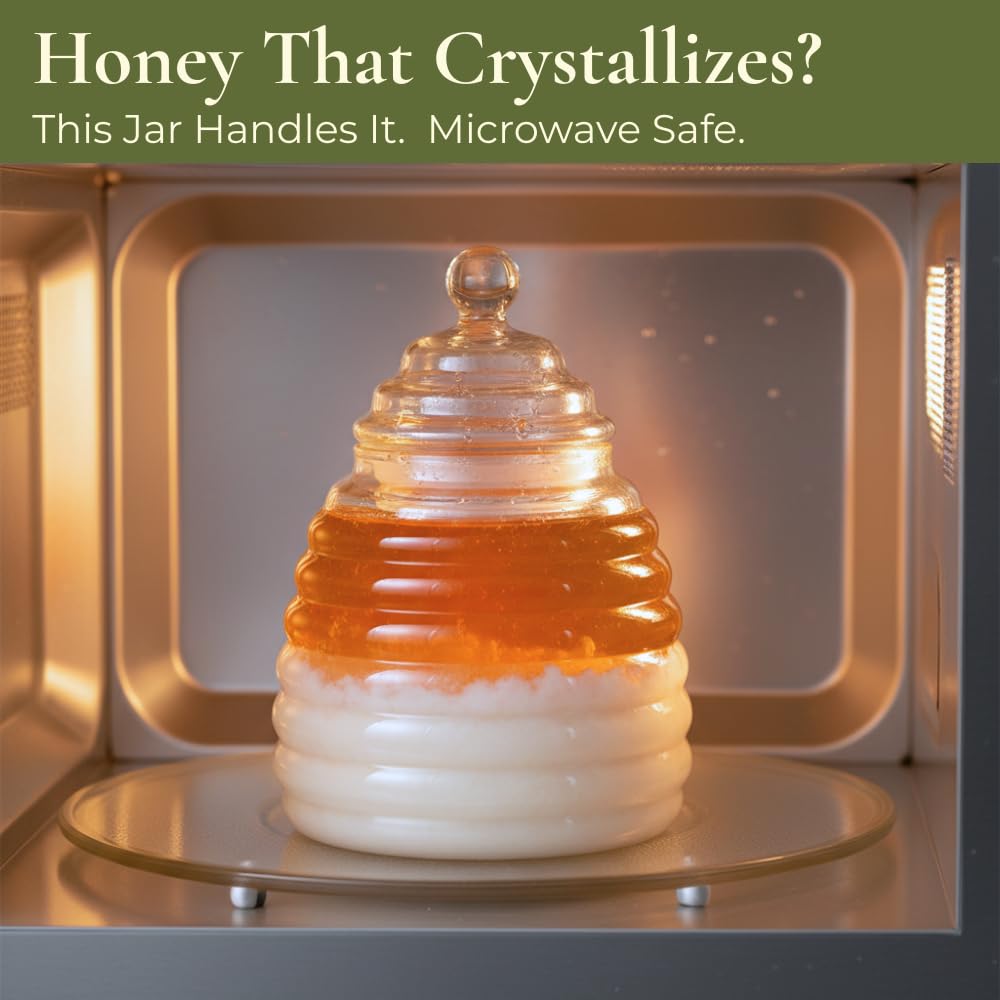 HAPPI STUDIO fridge-safe honey container keeps honey fresh without odors.